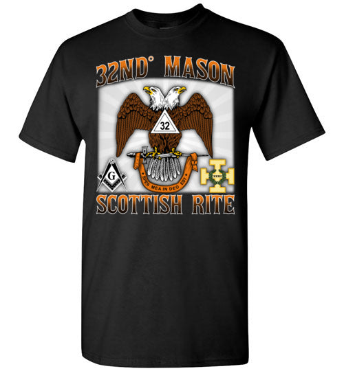 Scottish Rite 32nd Degree Mason Old Style T Shirt Wings Down