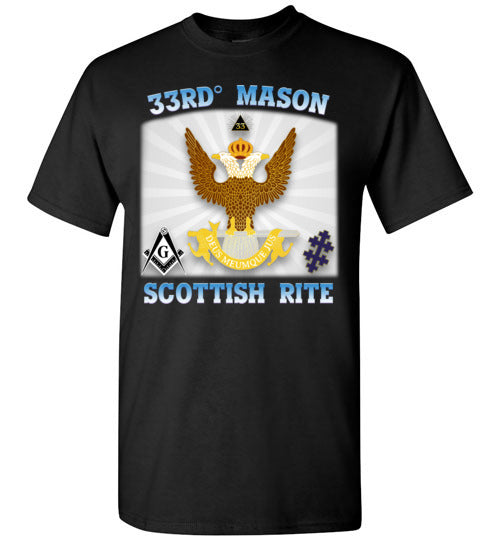 Scottish Rite 33rd Degree Mason Old Style T Shirt Wings Up