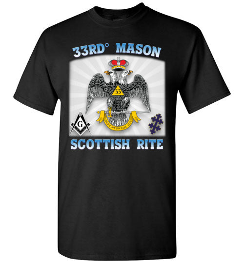 Scottish Rite 33rd Degree Mason Old Style T Shirt Wings Down