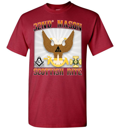 Scottish Rite 32nd Degree Mason Old Style T Shirt Wings Up