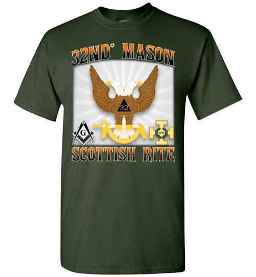 Scottish Rite 32nd Degree Mason Old Style T Shirt Wings Up