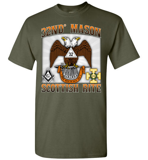 Scottish Rite 32nd Degree Mason Old Style T Shirt Wings Down