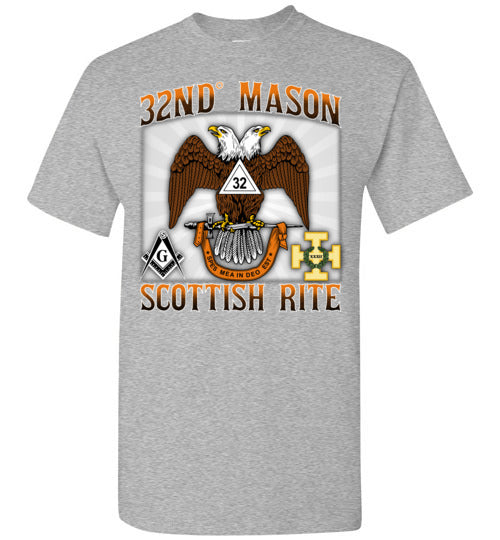 Scottish Rite 32nd Degree Mason Old Style T Shirt Wings Down