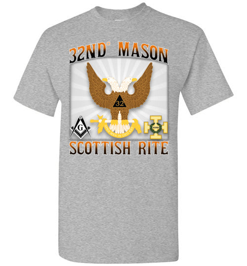 Scottish Rite 32nd Degree Mason Old Style T Shirt Wings Up