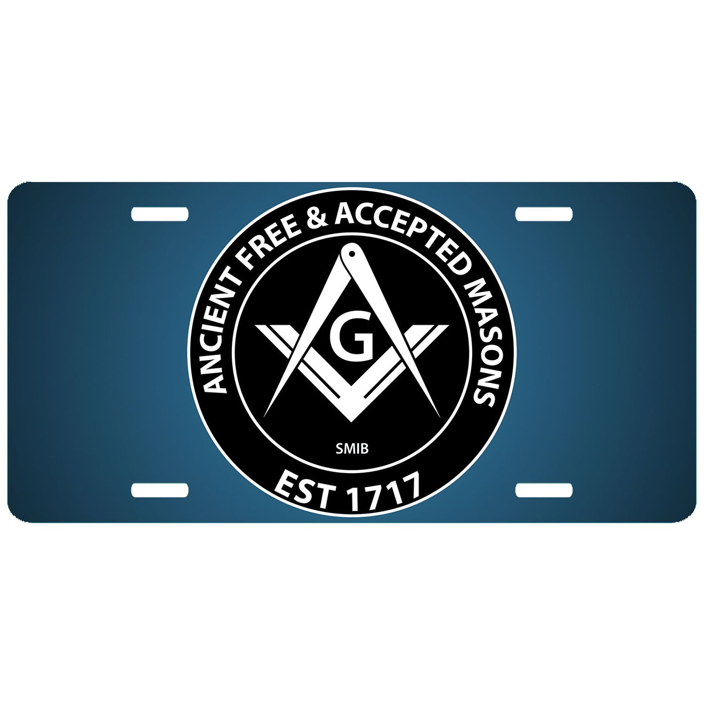 Ancient Free & Accepted Masons 1717 License Plate Tag Masonic Blue