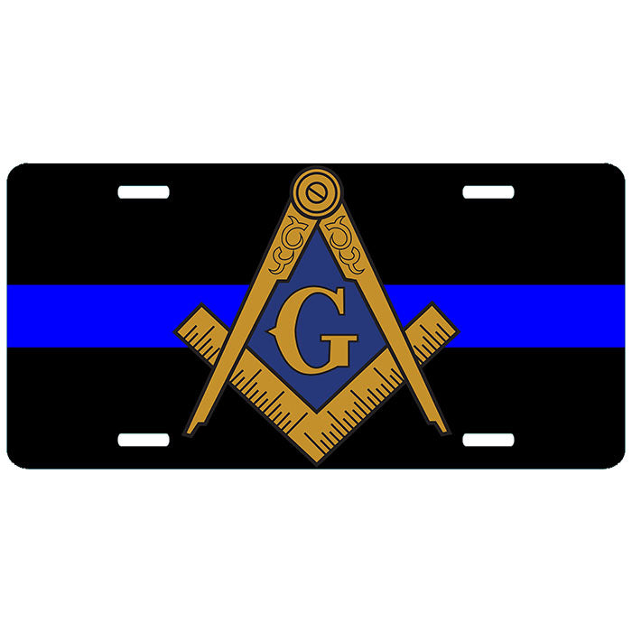 Masonic Police Thin Blue Line License Plate