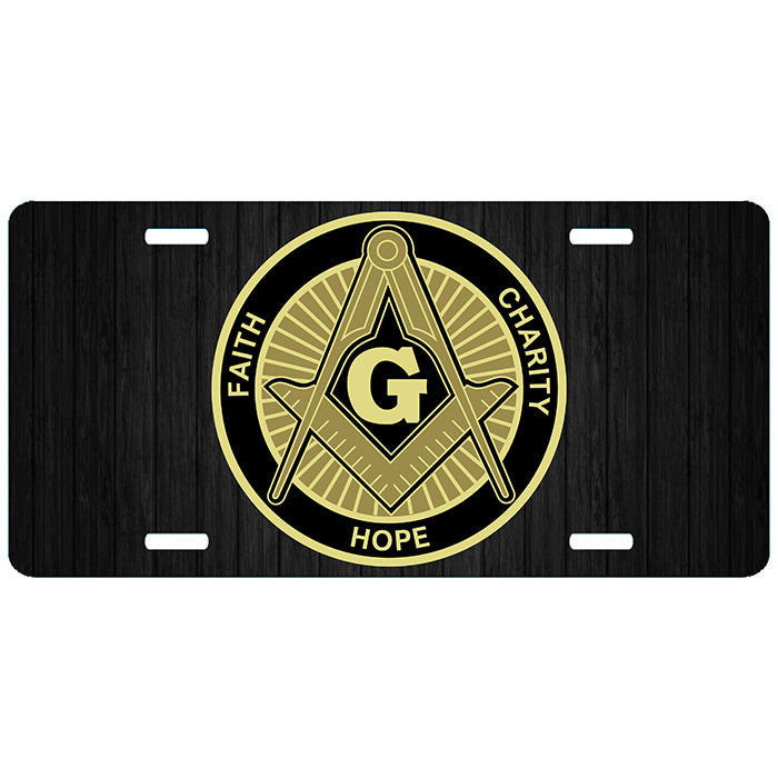 Masonic Faith Hope Charity License Plate Tag