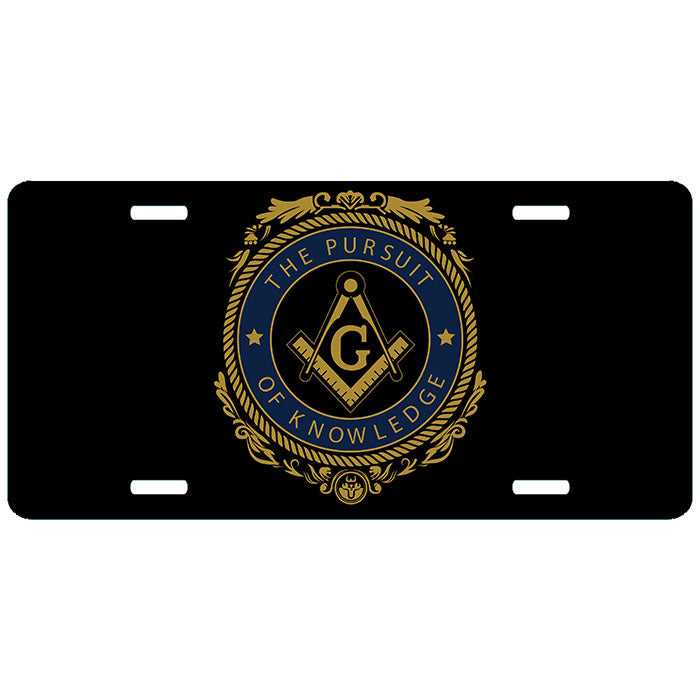 The Pursuit of Knowledge Masonic License Plate Mason Auto Car Tag