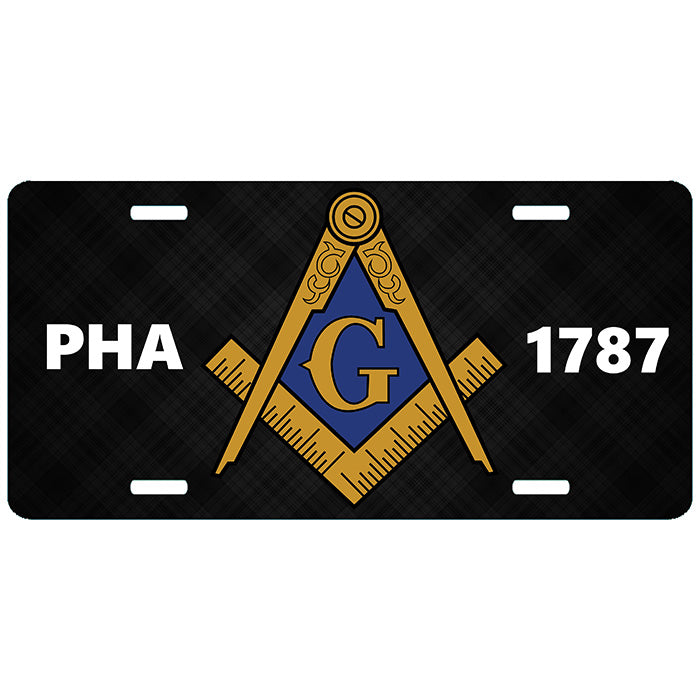 Midnight PHA 1787 Mason License Plate Prince Hall
