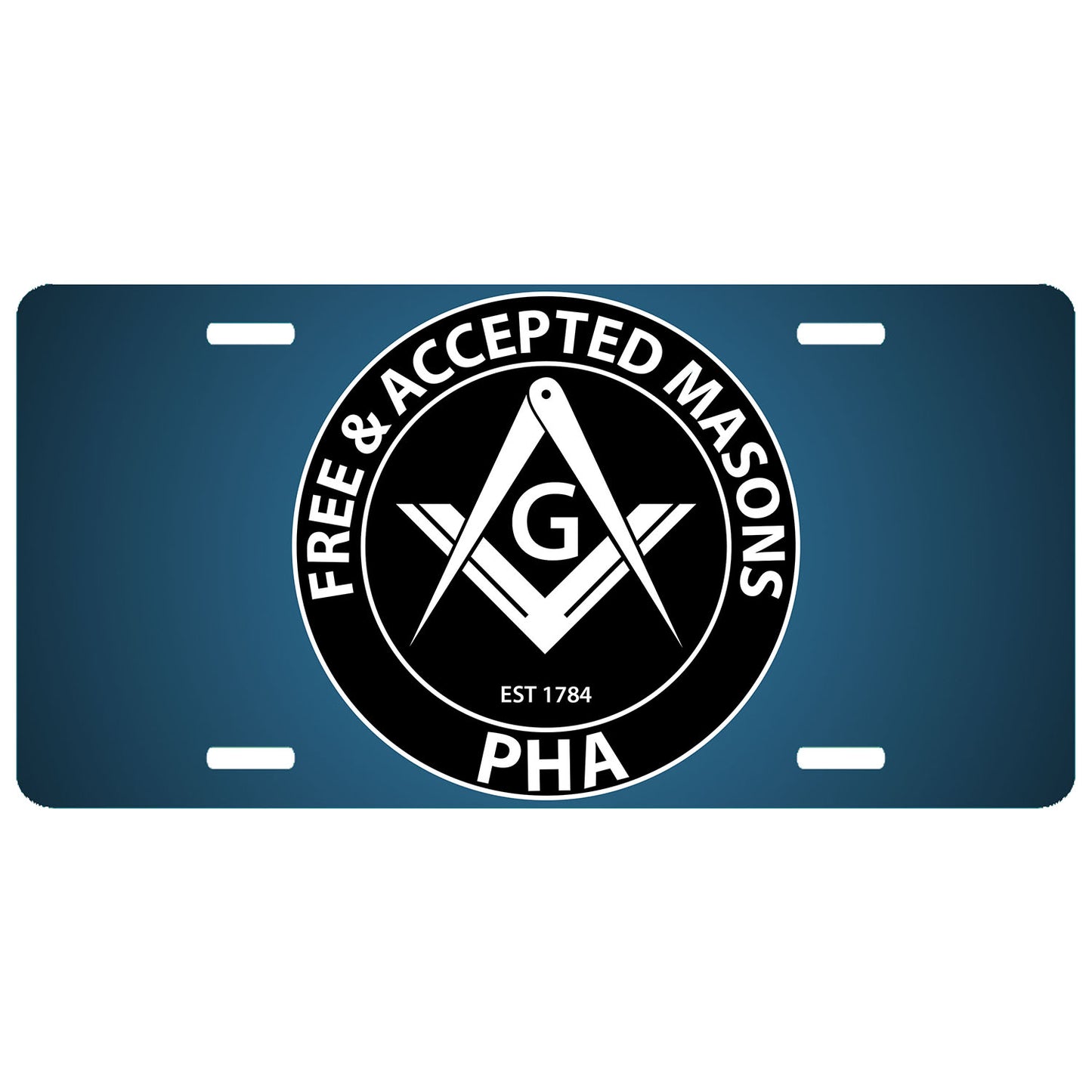 Free & Accepted Masons PHA License Plate Prince Hall Masonic Blue