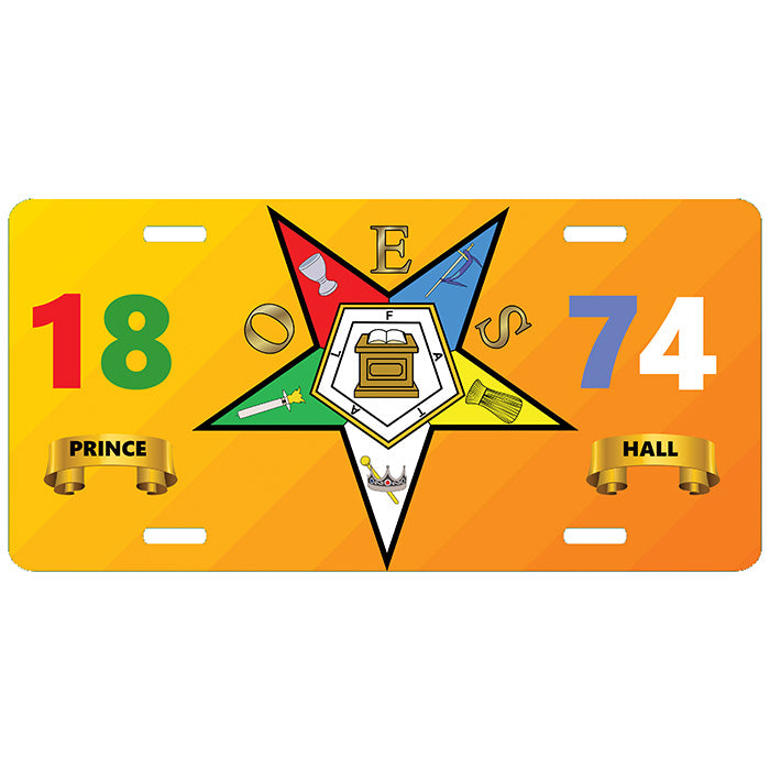 Order of the Eastern Star Prince Hall 1874 License Plate OES