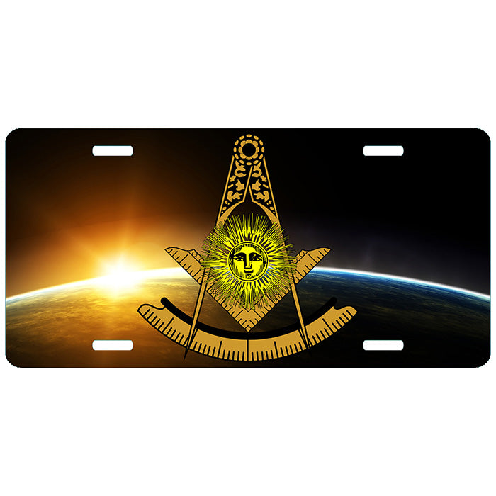 Past Master Mason Sun Earth License Plate Tag