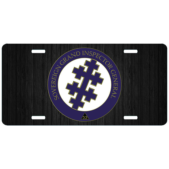 Sovereign Grand Inspector General License Plate 33 Masonic Scottish Rite 33rd Auto Car Tag