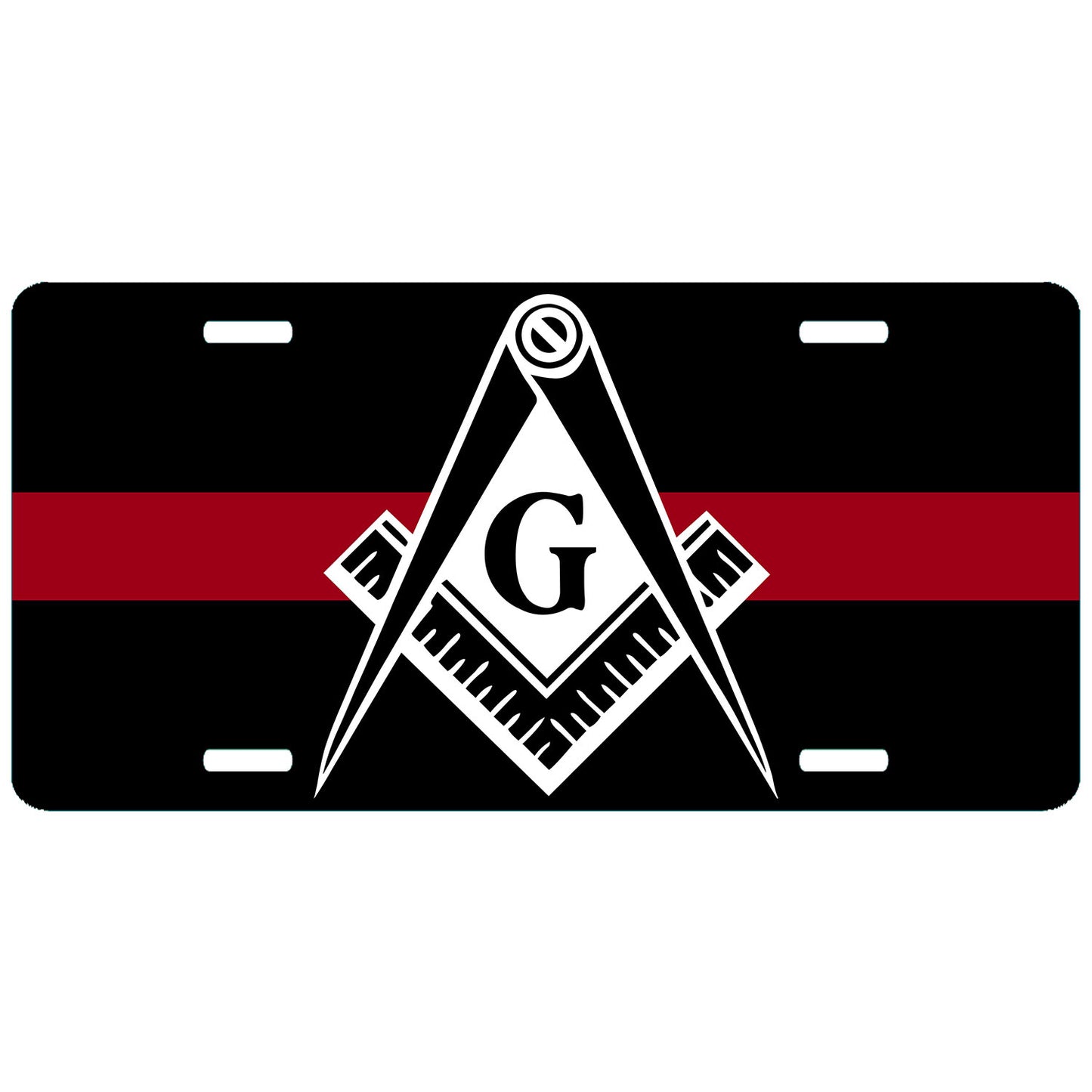 Masonic Firefighter Thin Red Line License Plate
