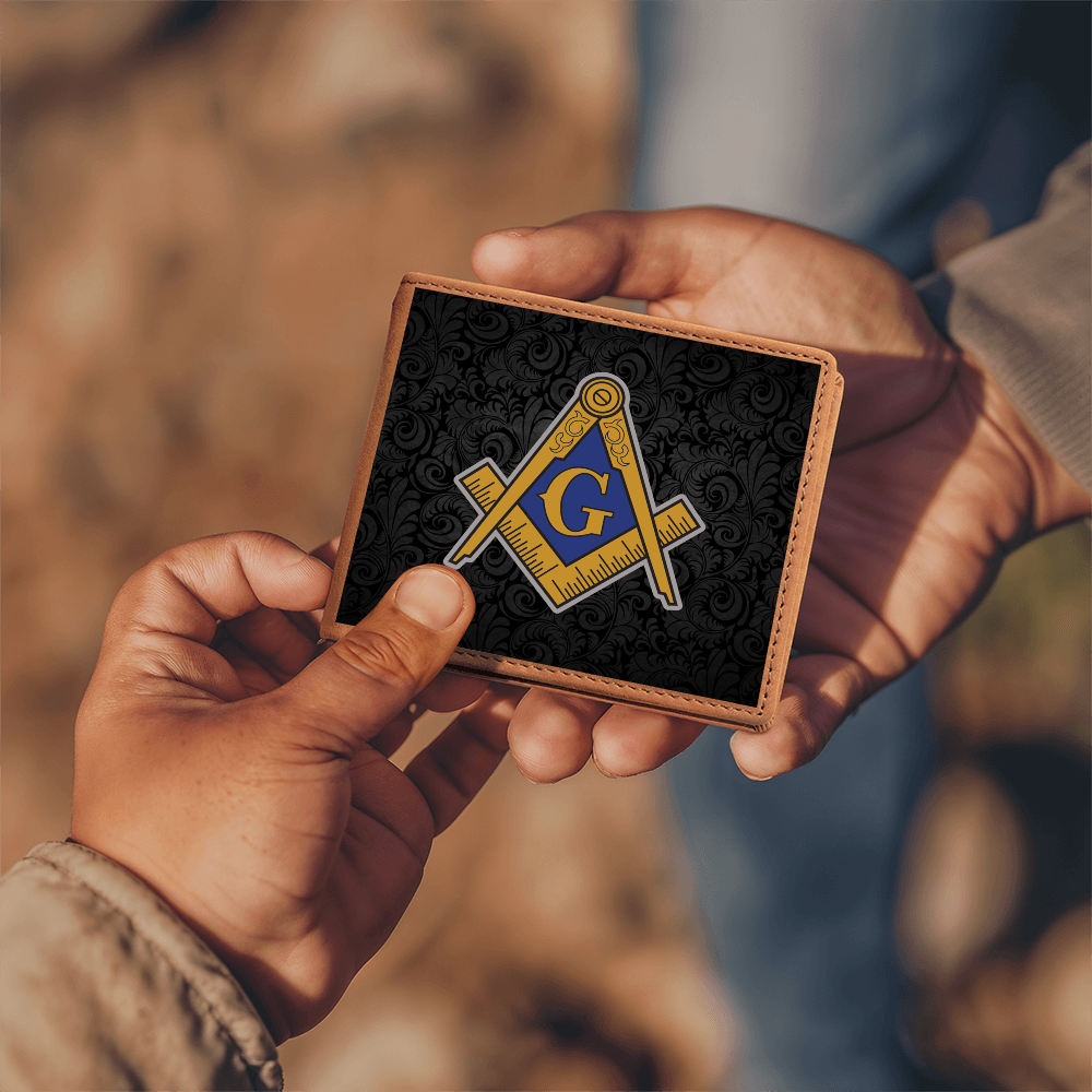 Midnight Masonic Leather Wallet