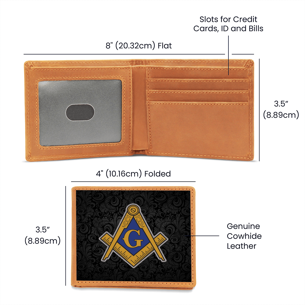 Midnight Masonic Leather Wallet