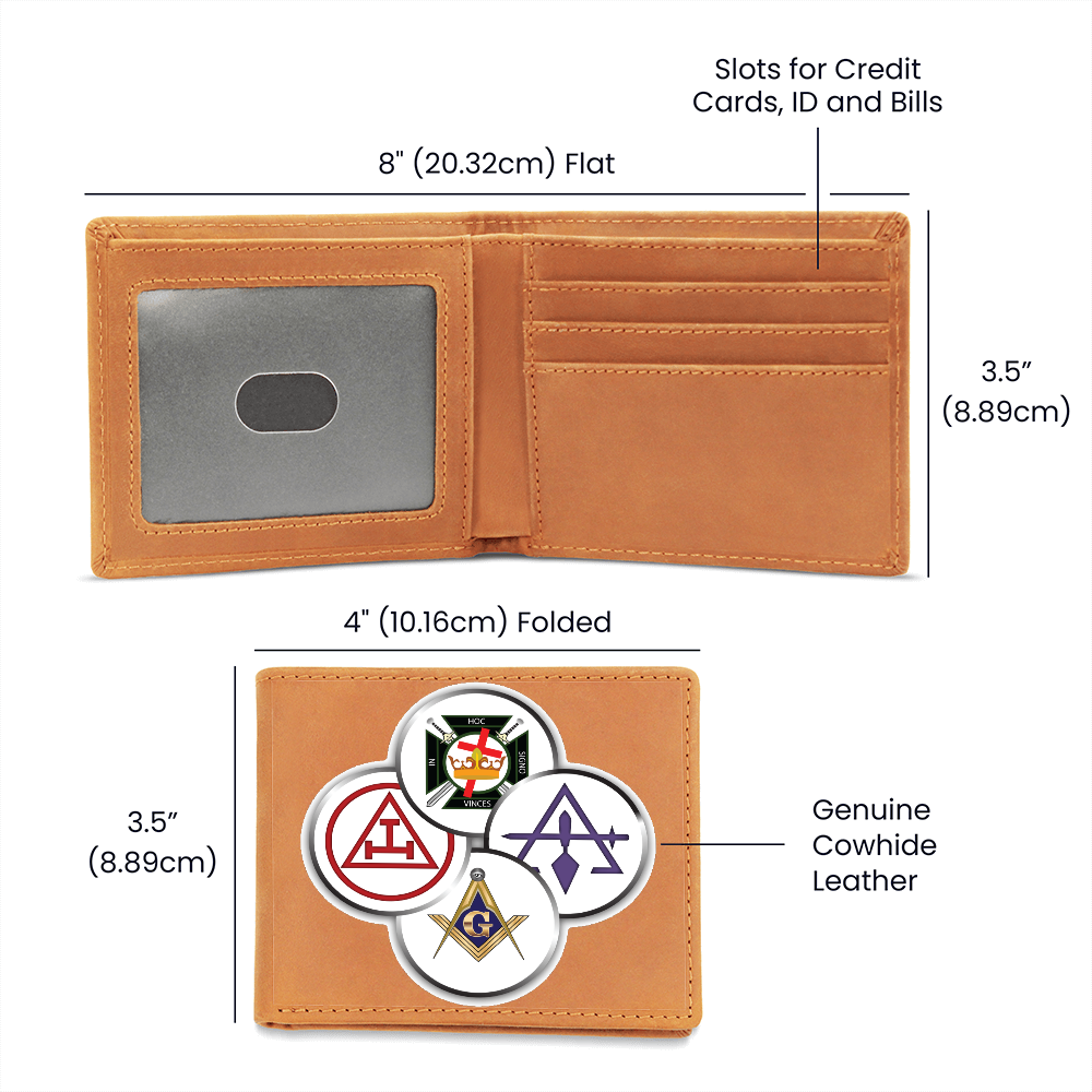 York Rite Mason Cowhide Leather Wallet