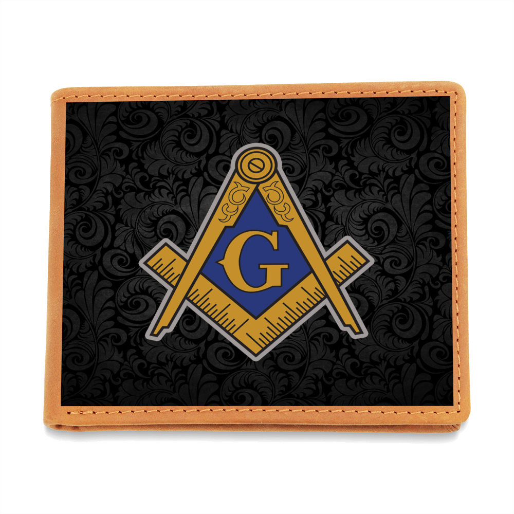 Midnight Masonic Leather Wallet