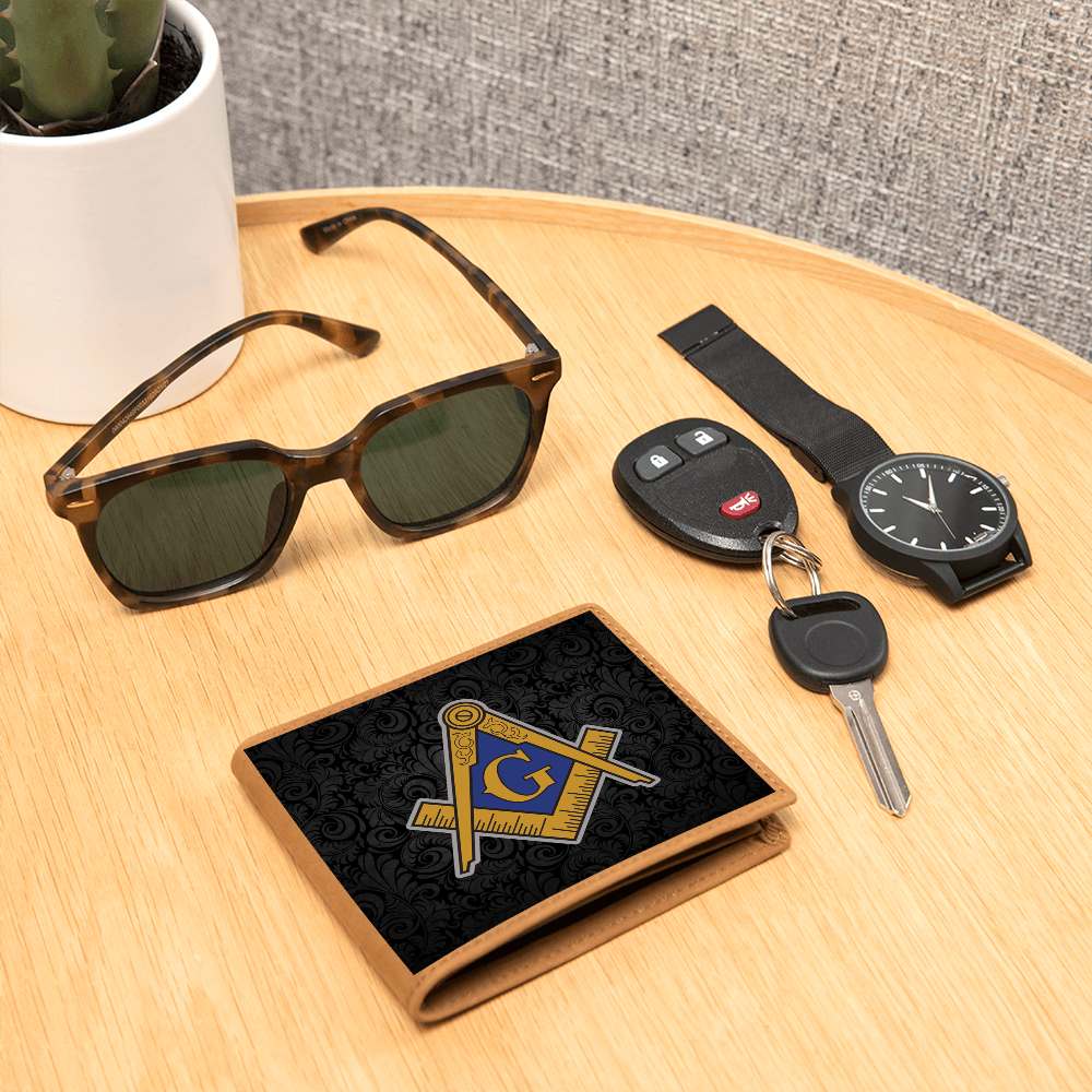 Midnight Masonic Leather Wallet