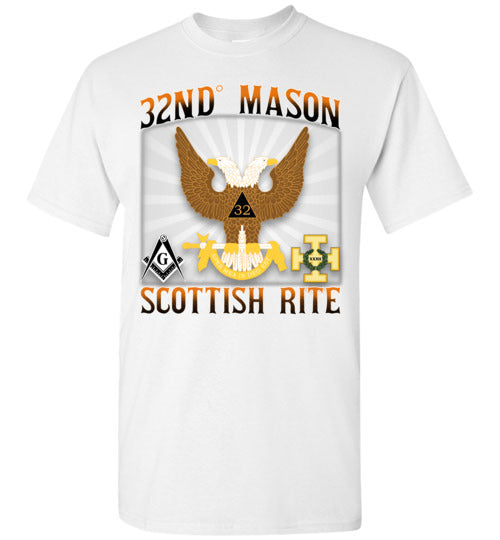 Scottish Rite 32nd Degree Mason Old Style T Shirt Wings Up