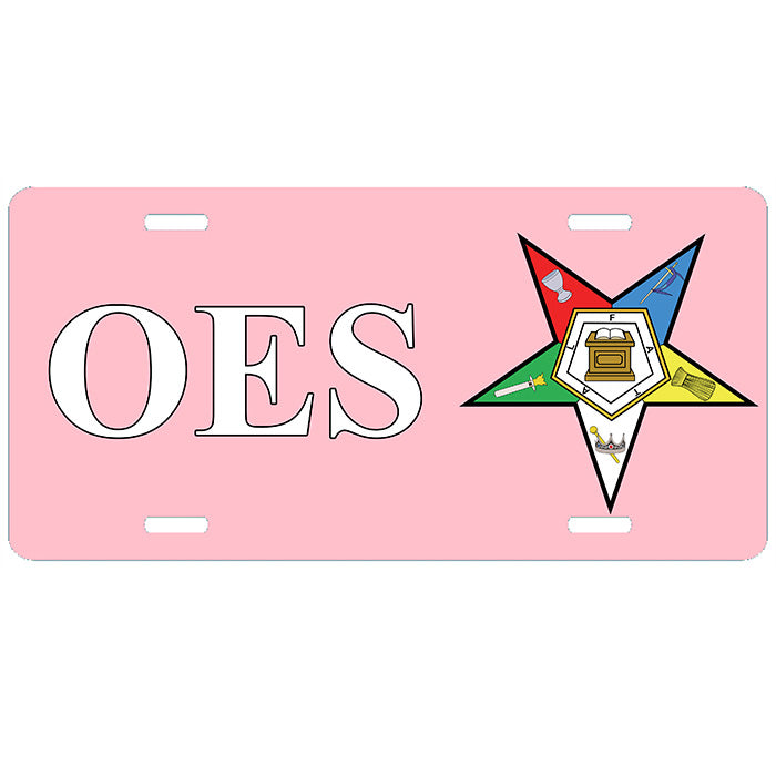 Pink OES License Plate Order of the Eastern Star Tag