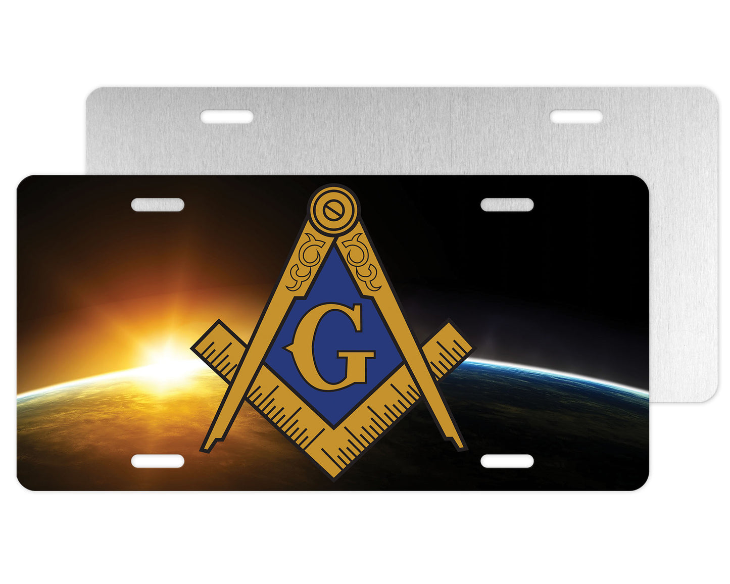 Masonic Sun Earth License Plate