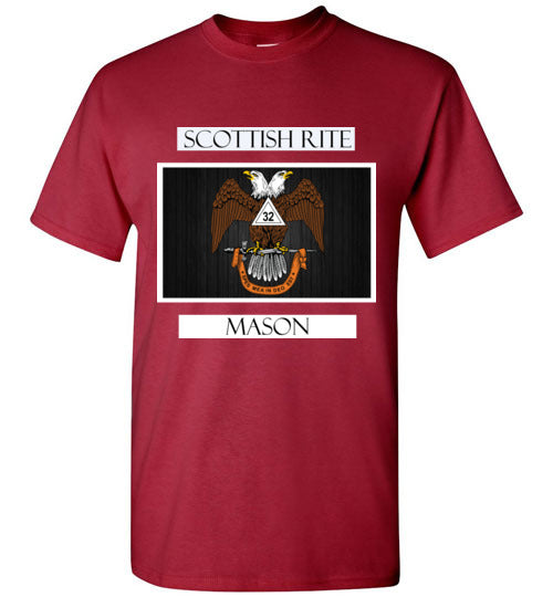Scottish Rite 32nd Degree Mason Labels T Shirt Wings Down