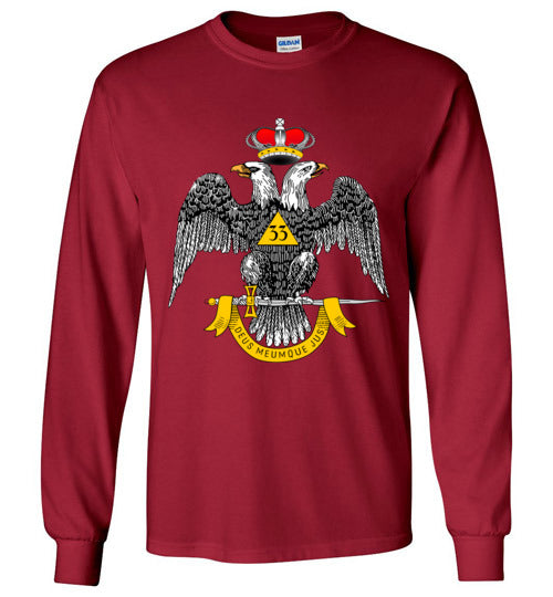 Scottish Rite 33rd Degree Wings Down Masonic Long Sleeve Shirt