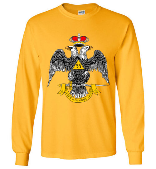 Scottish Rite 33rd Degree Wings Down Masonic Long Sleeve Shirt