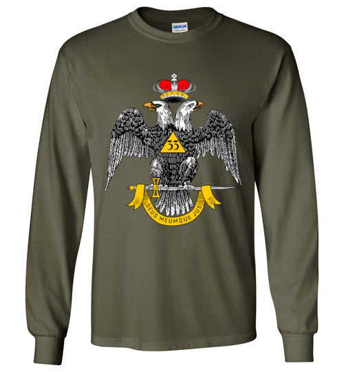 Scottish Rite 33rd Degree Wings Down Masonic Long Sleeve Shirt