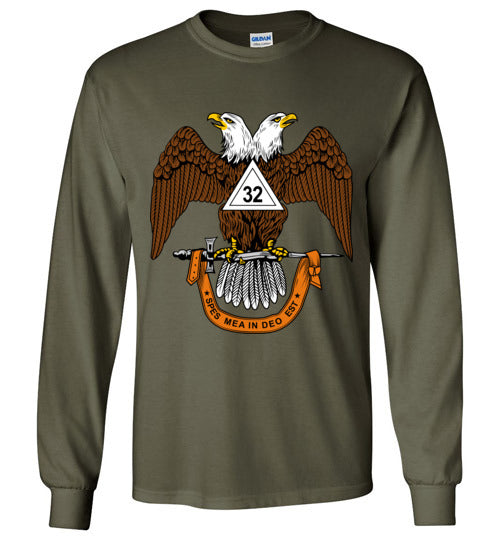 Scottish Rite 32nd Degree Mason Long Sleeve Shirt Wings Down