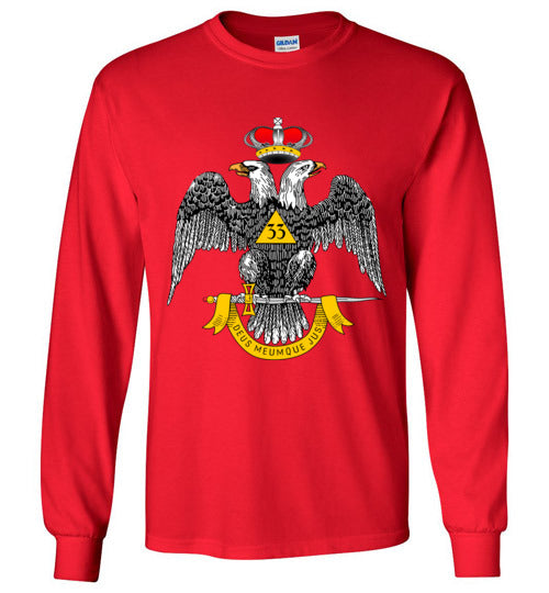 Scottish Rite 33rd Degree Wings Down Masonic Long Sleeve Shirt