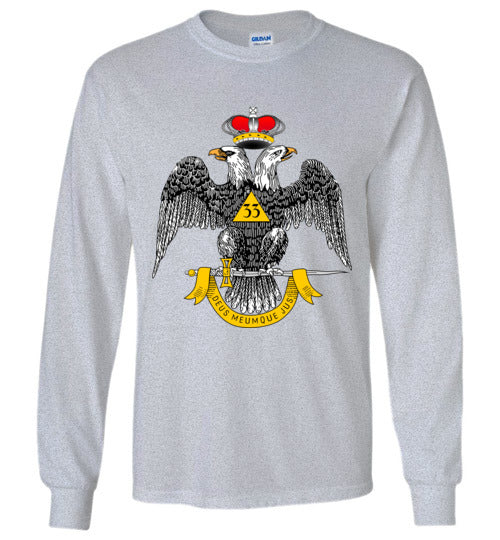 Scottish Rite 33rd Degree Wings Down Masonic Long Sleeve Shirt