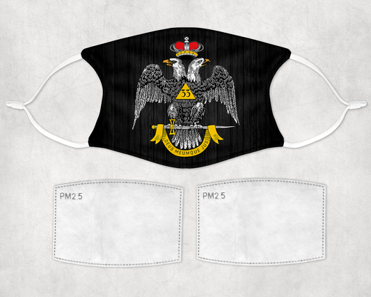 Scottish Rite 33rd Degree Mason Face Mask Adjust Filters Masonic 33 Facemask WD
