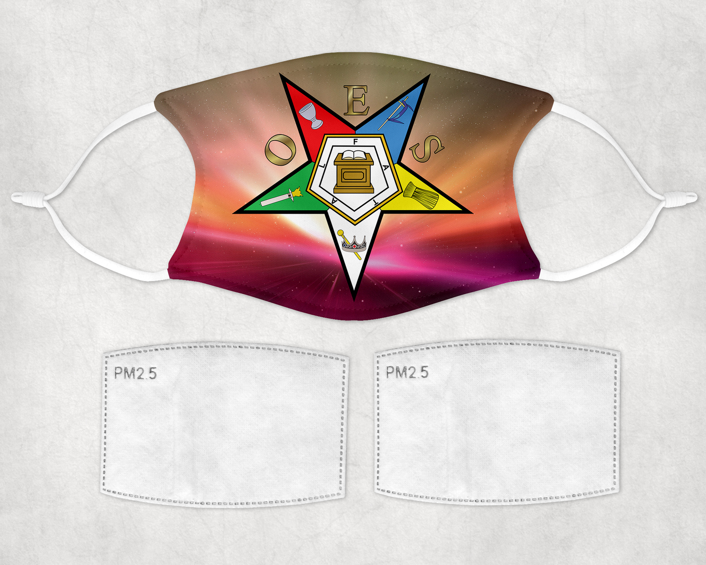 Bright OES Face Mask Adjustable Filters Order Eastern Star Sister Facemask