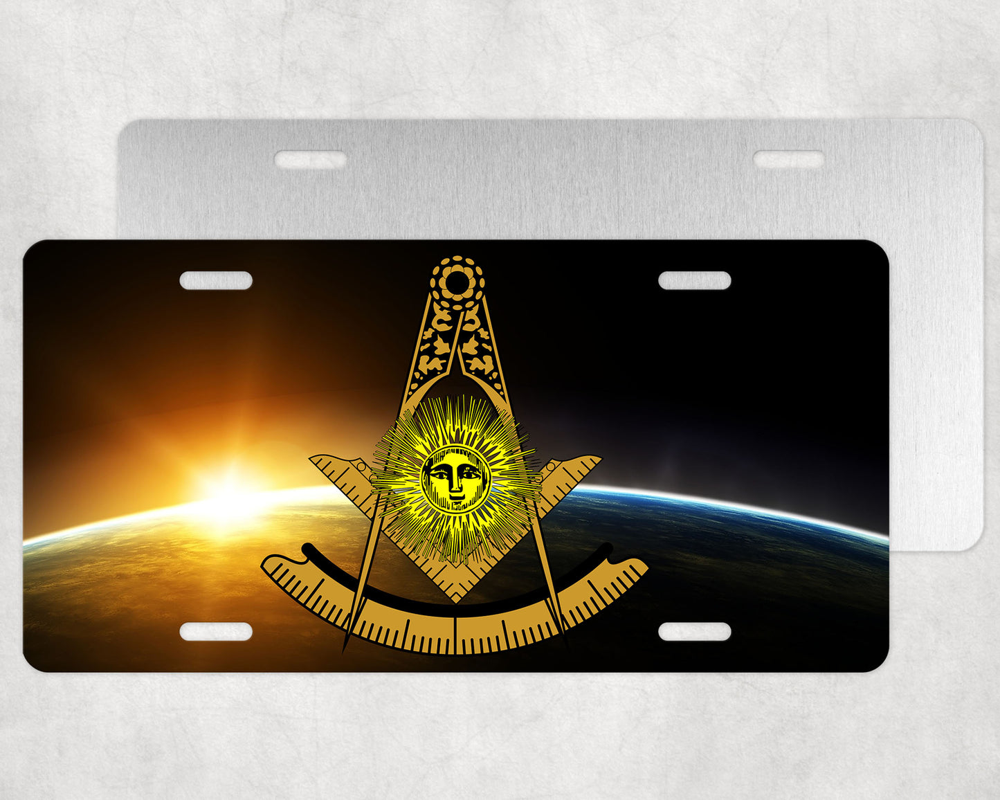 Past Master Mason Sun Earth License Plate Tag