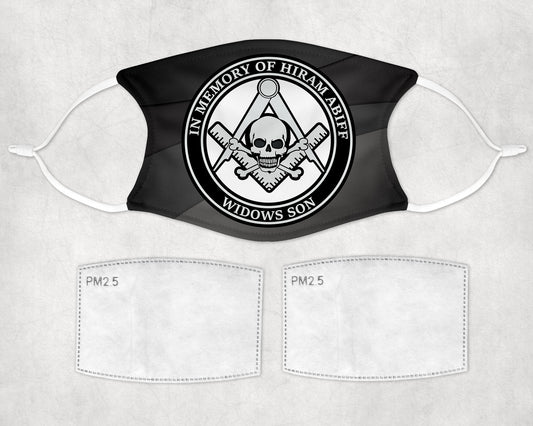 In Memory of Hiram Abiff Widows Son Masonic Face Mask Adj Filters Facemask