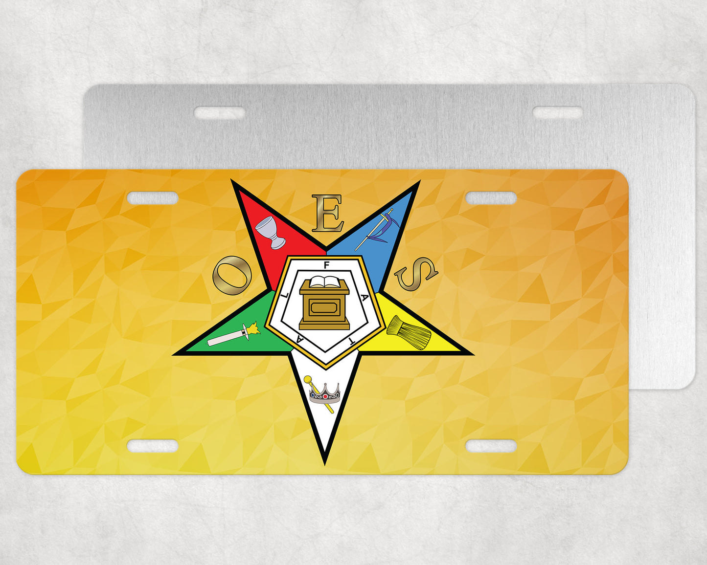 Order of the Eastern Star Yellow Back License Plate OES Tag