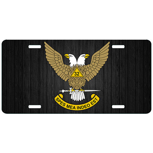 Scottish Rite 32nd Degree Wings Up Masonic License Plate