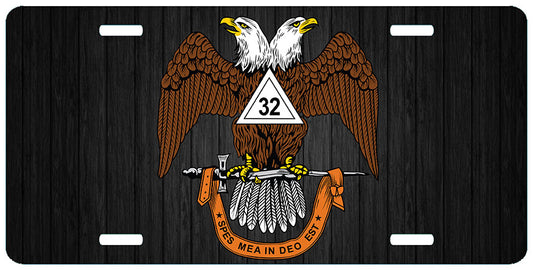 Scottish Rite 32nd Degree Wings Down Masonic License Plate