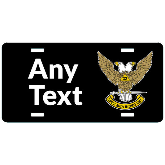 Custom Scottish Rite 32nd Degree Mason License Plate Tag WU