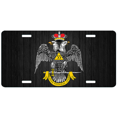 Scottish Rite 33rd Degree Wings Down Masonic License Plate