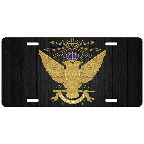 Scottish Rite 33rd Degree Wings Up Masonic License Plate Tag