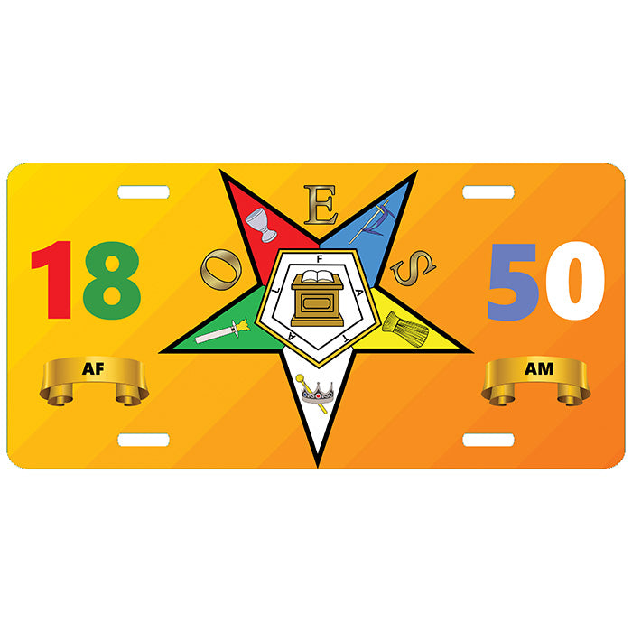 Order of the Eastern Star AF&AM 1850 License Plate OES