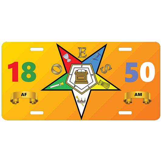 Order of the Eastern Star AF&AM 1850 License Plate OES