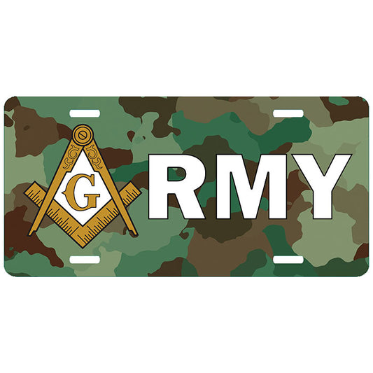 Army Masonic License Plate Tag