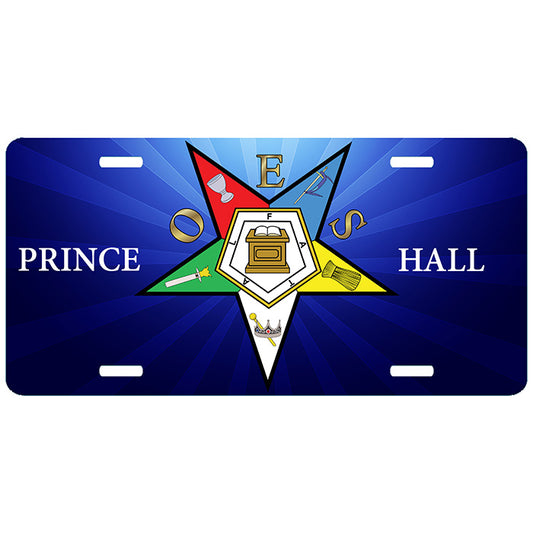 Prince Hall Blue Beam Order of the Eastern Star License Plate PHA OES