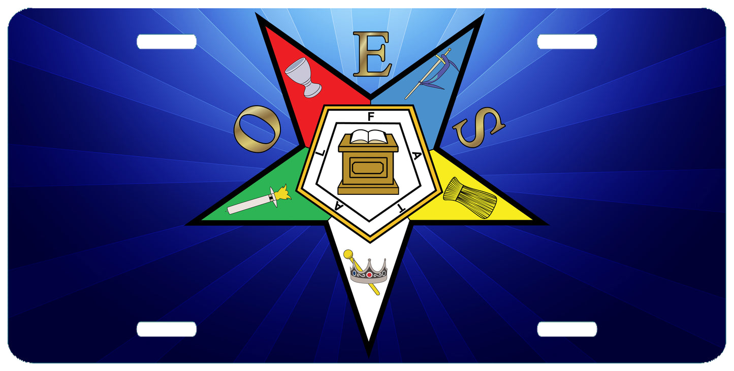 Blue Beam Order of the Eastern Star License Plate OES Tag