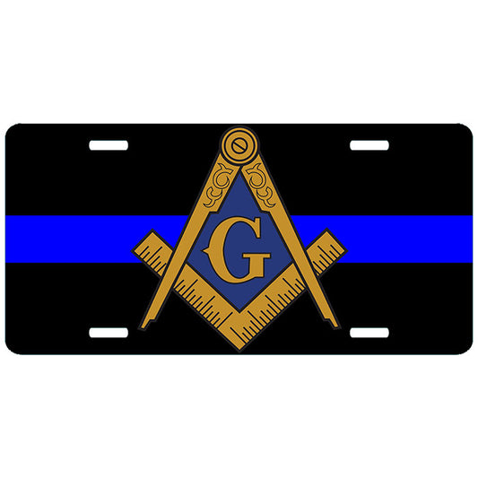 Masonic Police Thin Blue Line License Plate