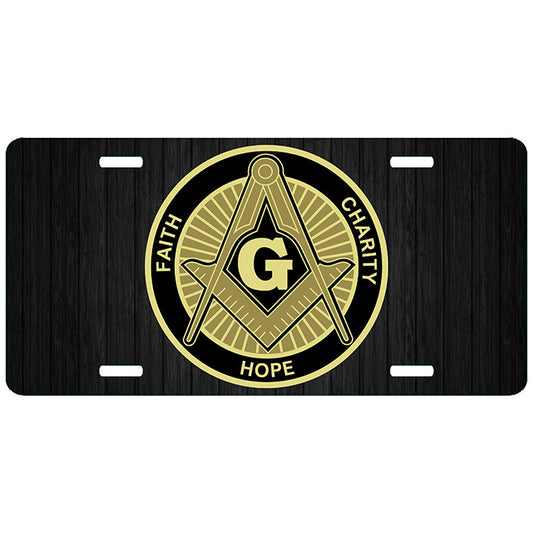 Masonic Faith Hope Charity License Plate Tag